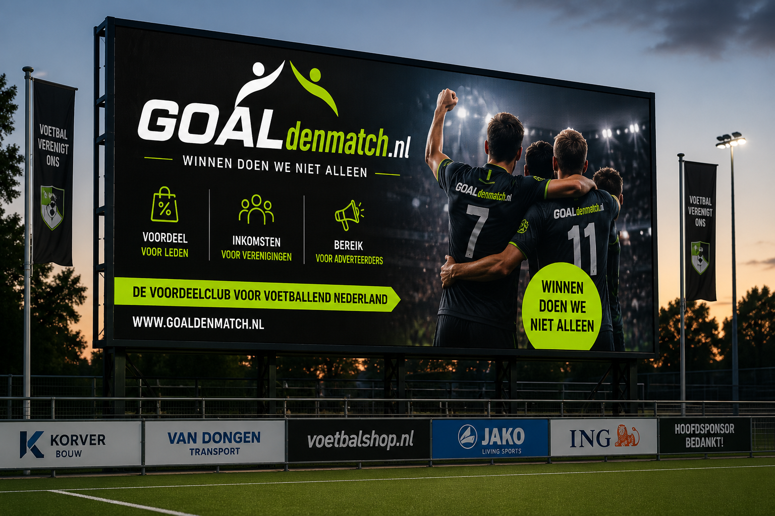 GOALdenmatch billboard langs het voetbalveld